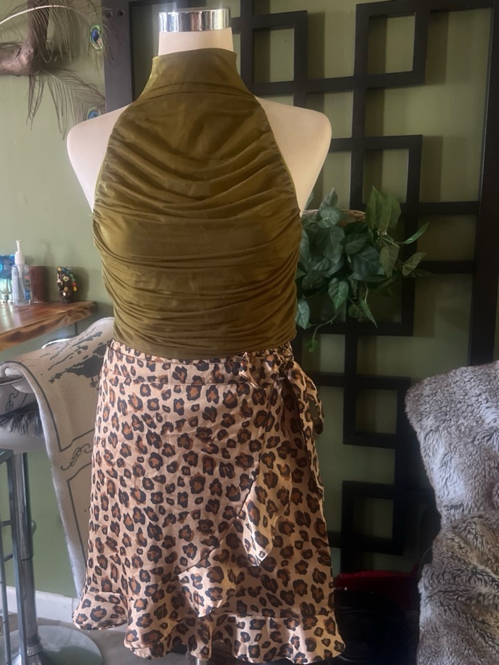 Zara olive green blouse size M